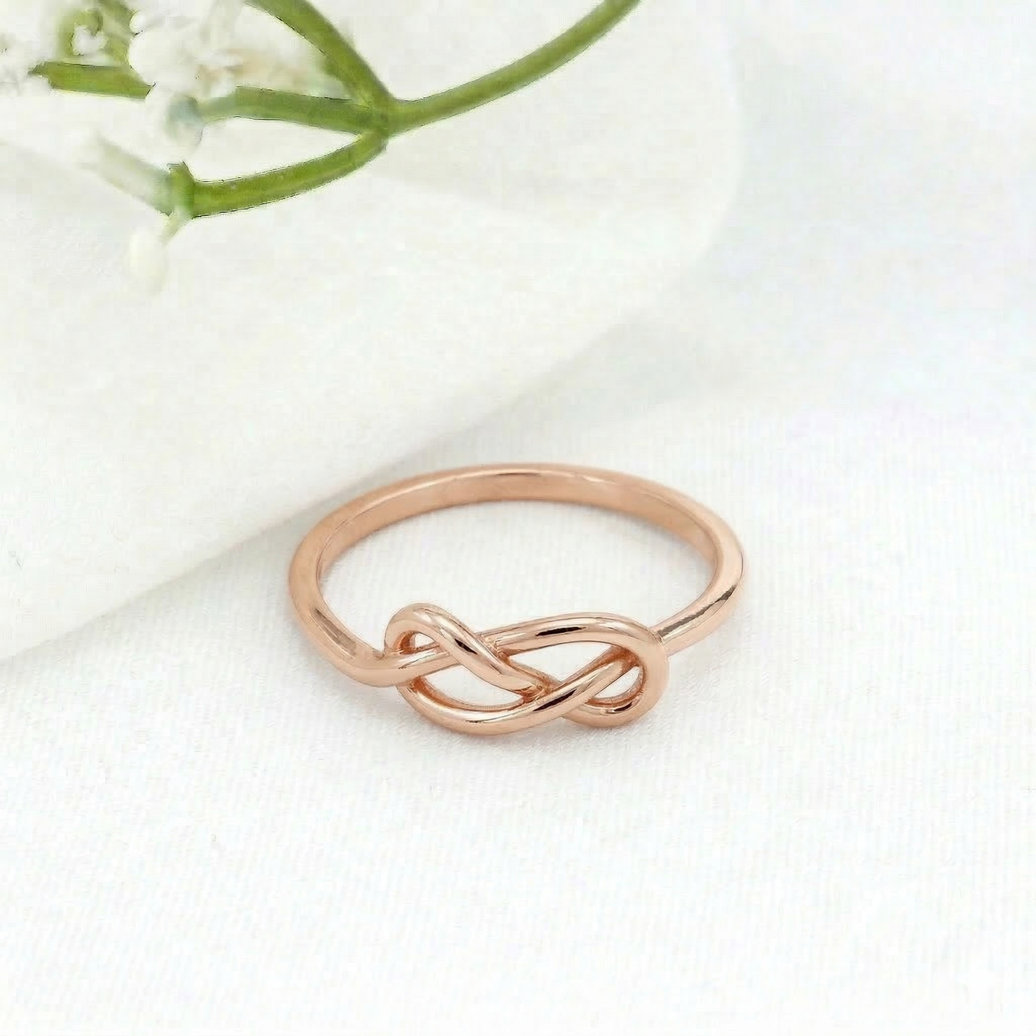 Minimalist Solid Gold Dainty Infinity Love Knot Ring