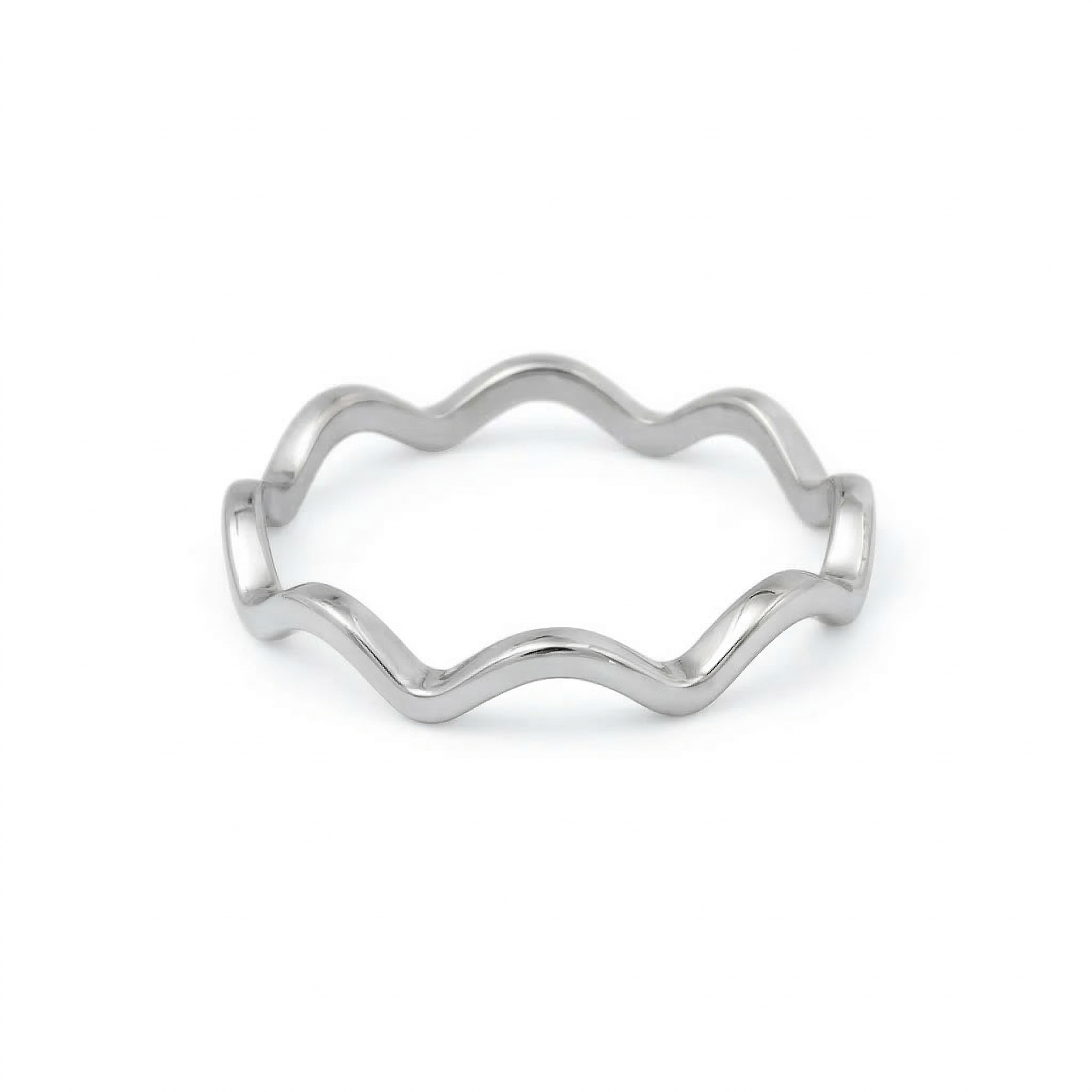 Minimalist Solid Gold Dainty ZigZag Wave Stacking Ring