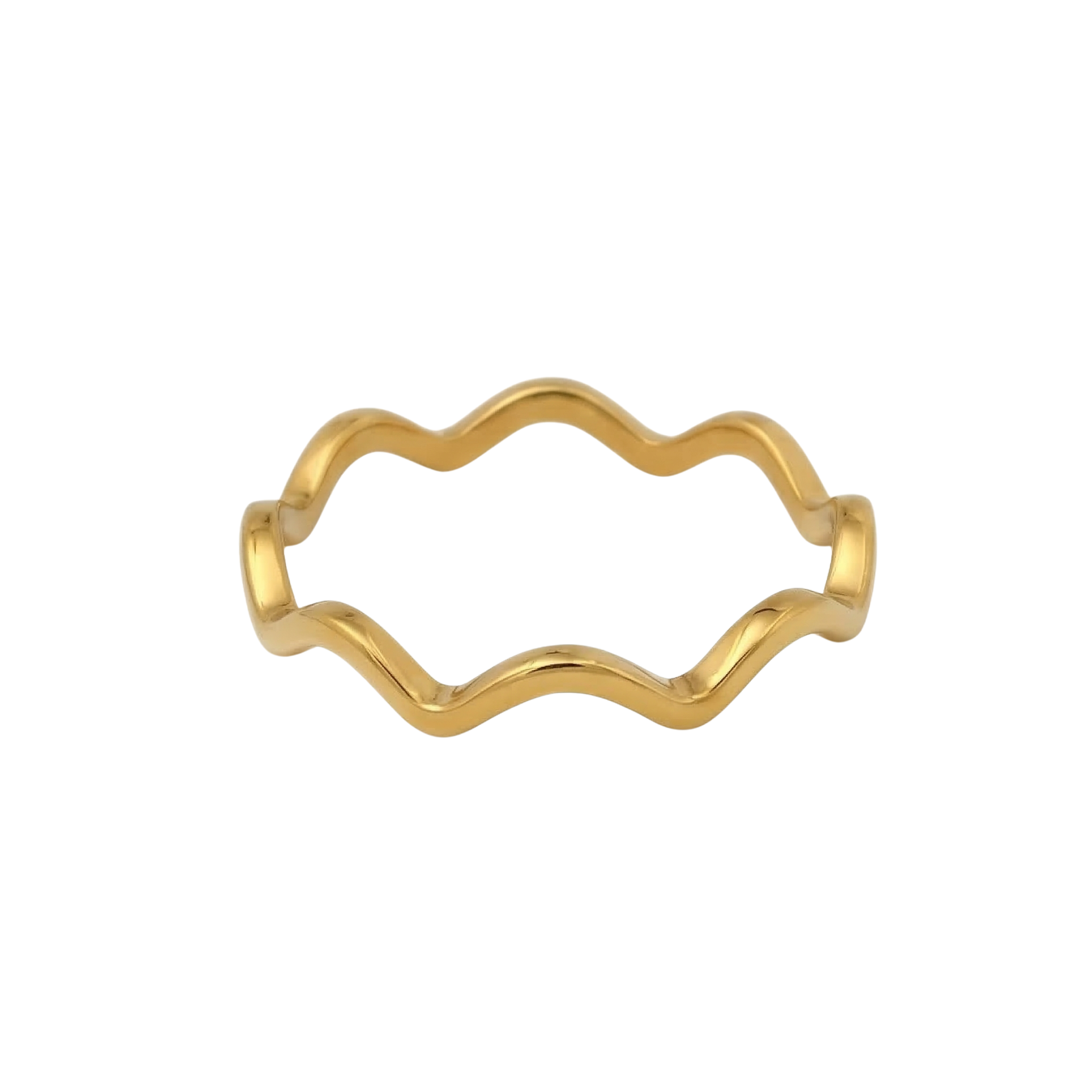 Minimalist Solid Gold Dainty ZigZag Wave Stacking Ring