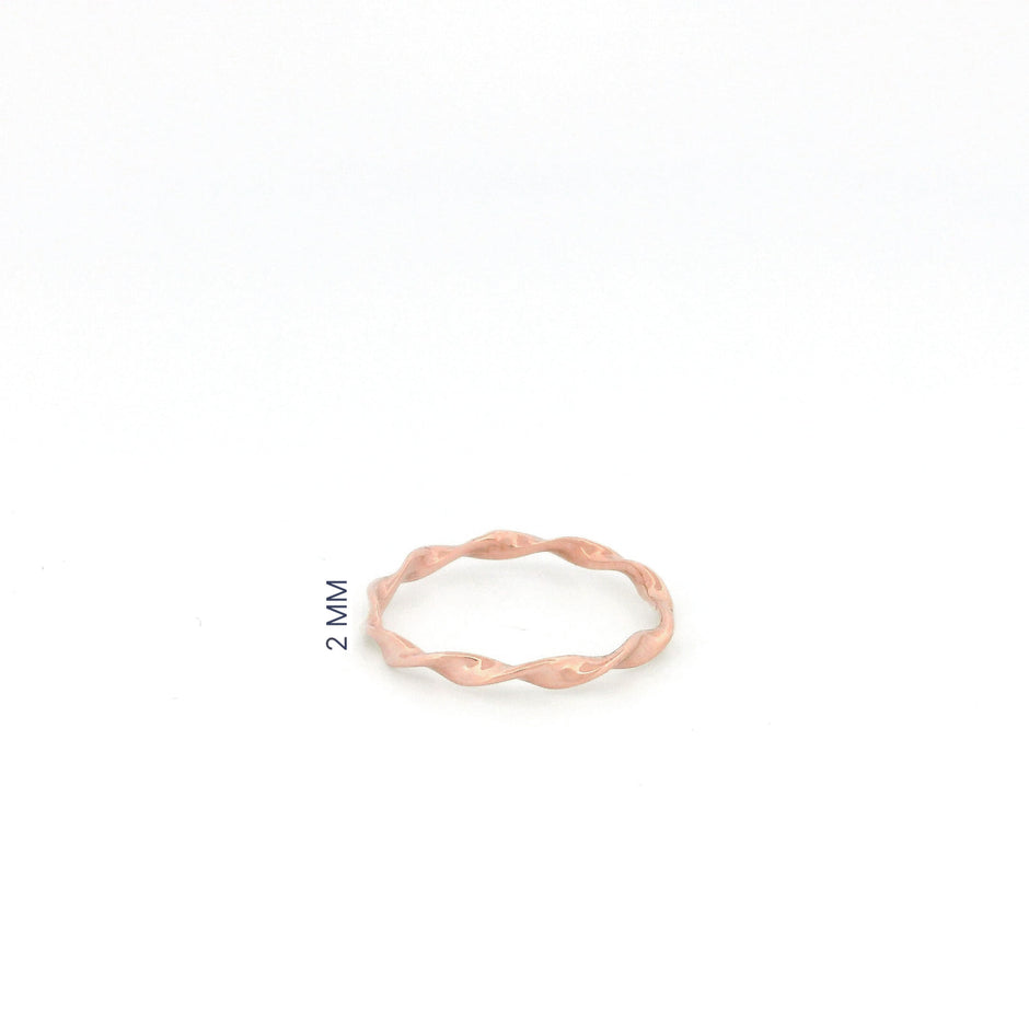 Minimalist Solid Gold Dainty Twisted Gold Stacking Band Ring