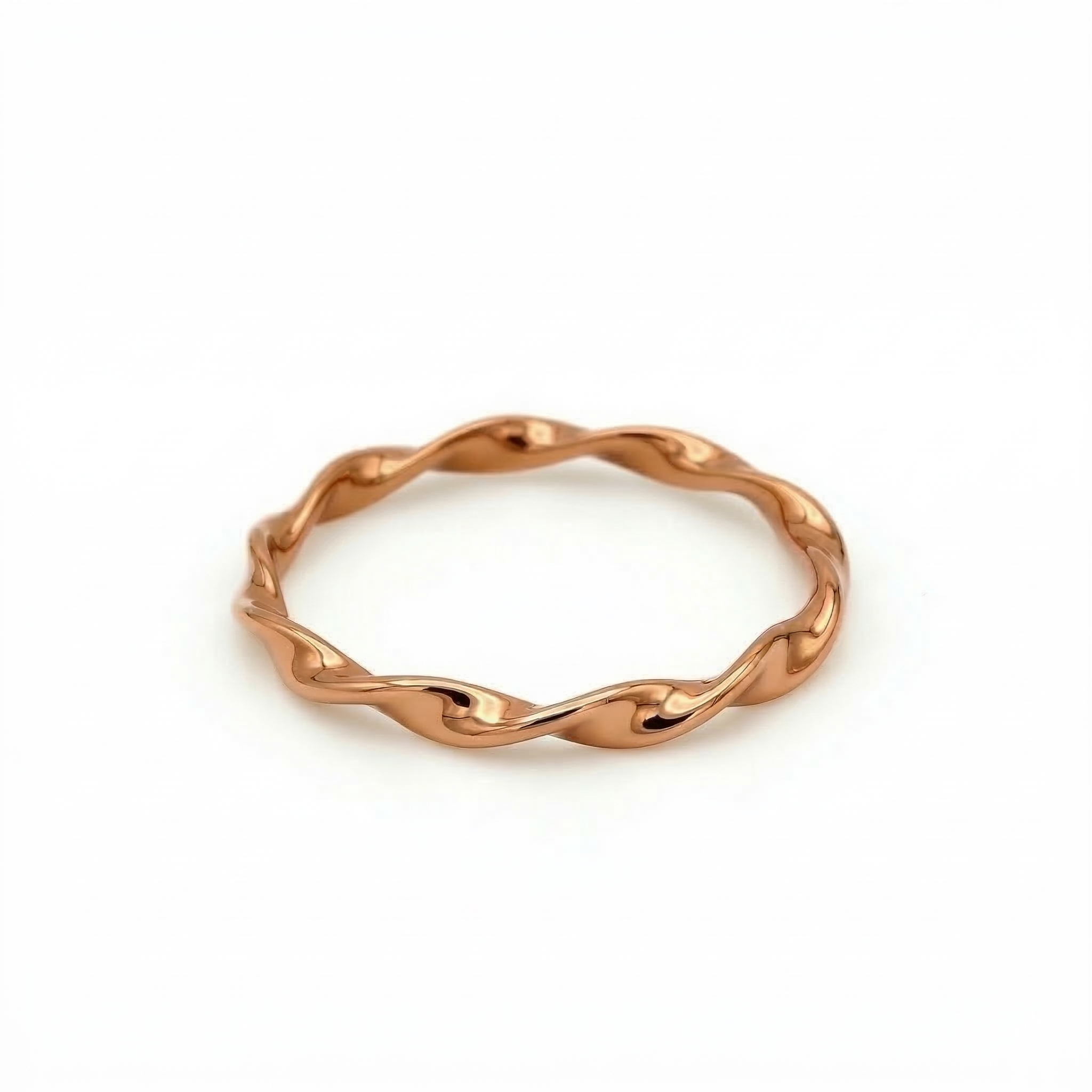 Minimalist Solid Gold Dainty Twisted Gold Stacking Band Ring