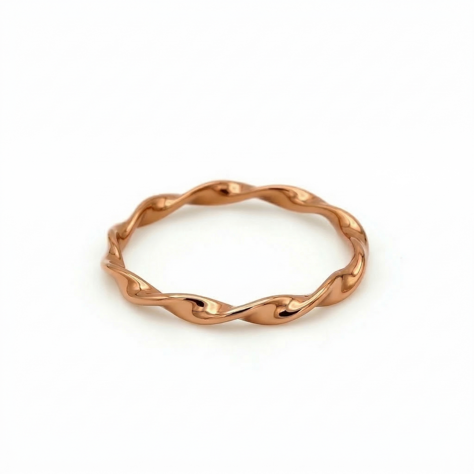 Minimalist Solid Gold Dainty Twisted Gold Stacking Band Ring