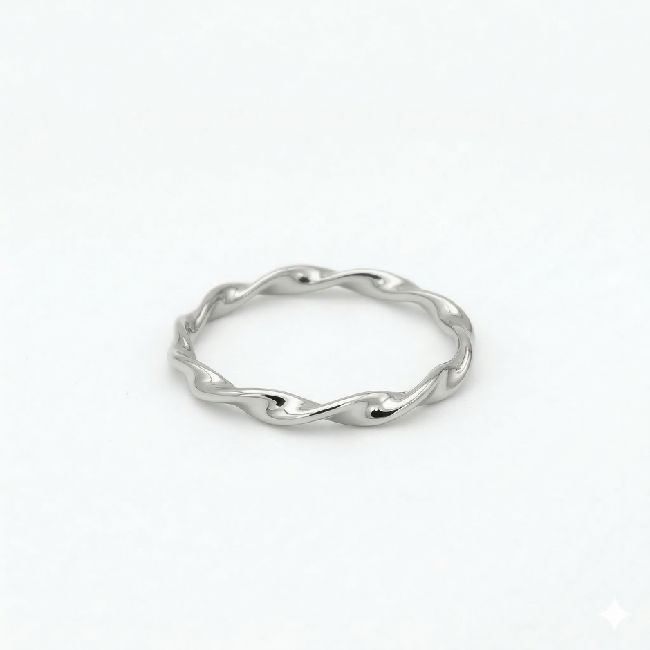 Minimalist Solid Gold Dainty Twisted Gold Stacking Band Ring