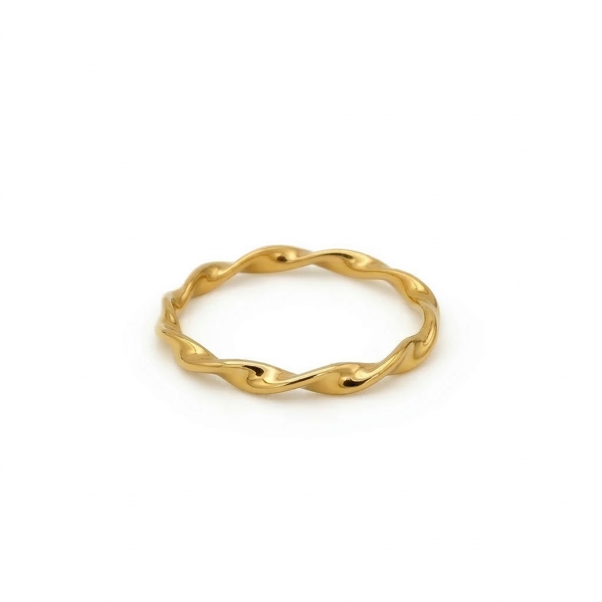 Minimalist Solid Gold Dainty Twisted Gold Stacking Band Ring