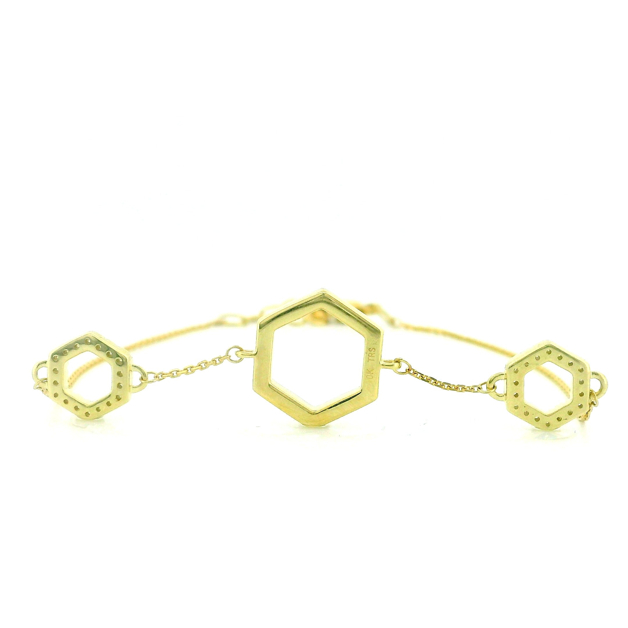 10k Yellow Gold Hexagon Bracelet
