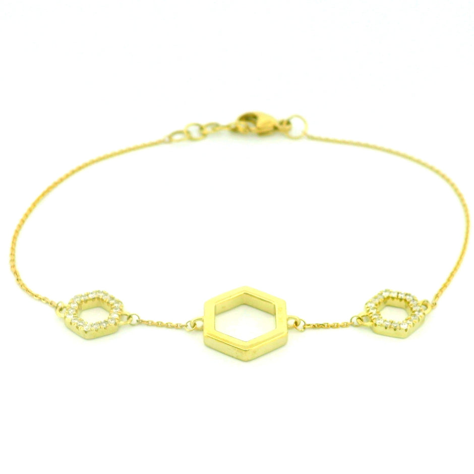 10k Yellow Gold Hexagon Bracelet