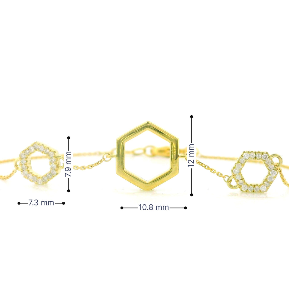 10k Yellow Gold Hexagon Bracelet
