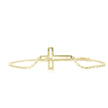 14k Yellow Gold Diamond Cross Halo Bracelet
