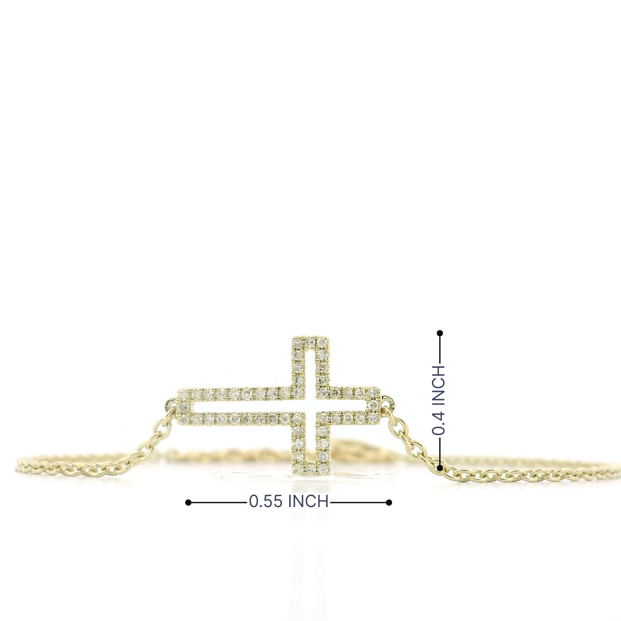 14k Yellow Gold Diamond Cross Halo Bracelet