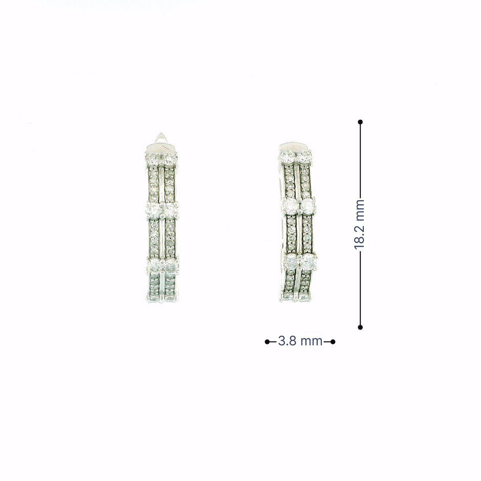 10k White Gold Double Line Hoop Earrings