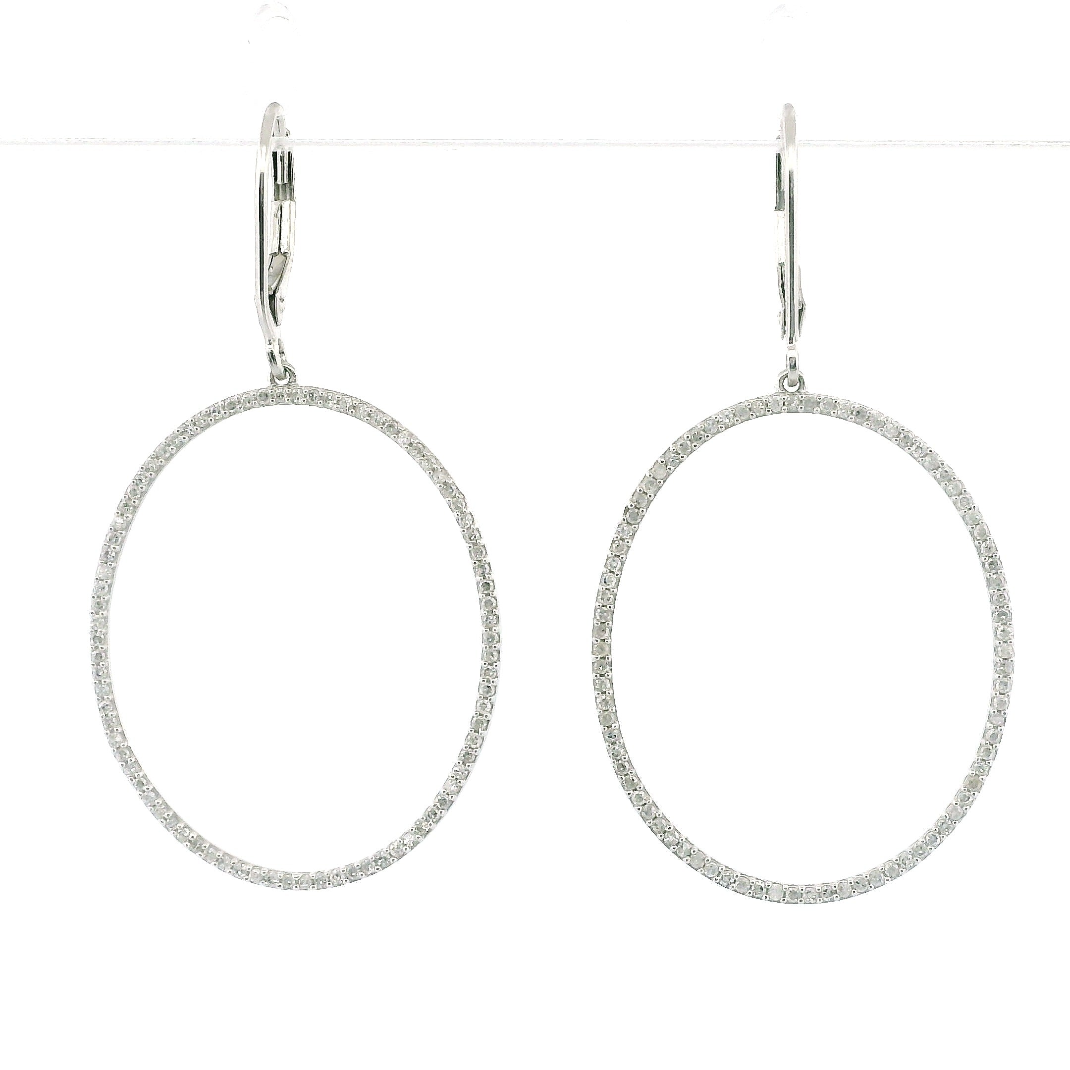 10k White Gold Diamond Hoop Earrings