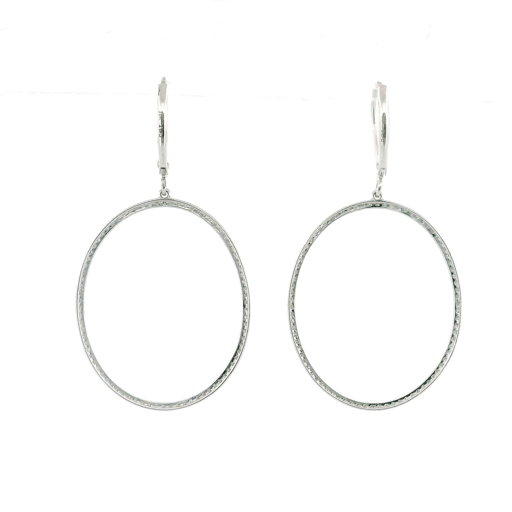 10k White Gold Diamond Hoop Earrings