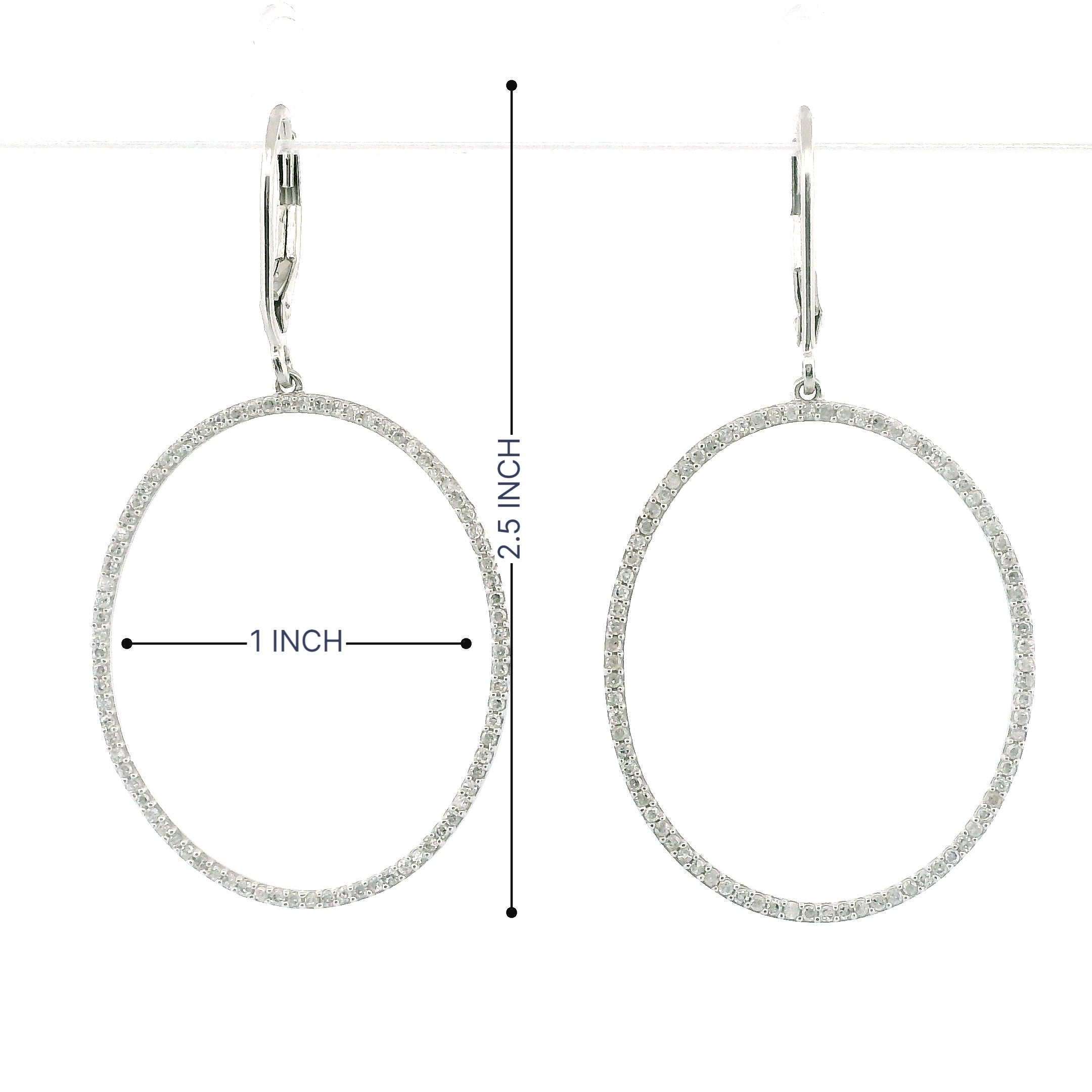 10k White Gold Diamond Hoop Earrings