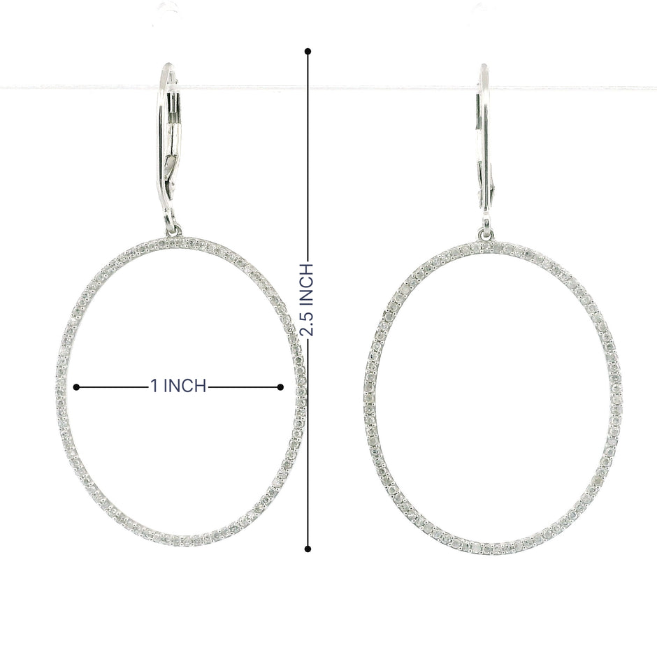 10k White Gold Diamond Hoop Earrings