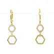 10k Yellow Gold Hexagon Frame Diamond Hoop Earrings