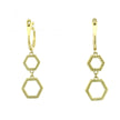 10k Yellow Gold Hexagon Frame Diamond Hoop Earrings