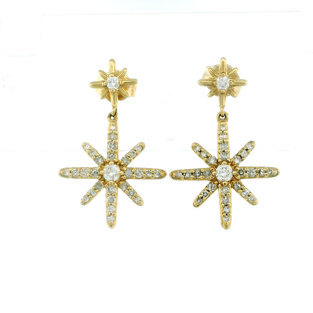 10k Yellow Gold Star Diamond Earrings