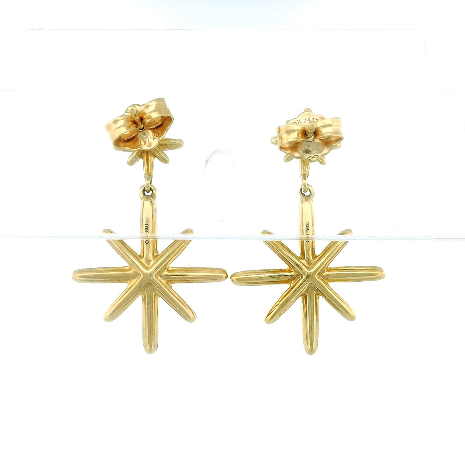 10k Yellow Gold Star Diamond Earrings