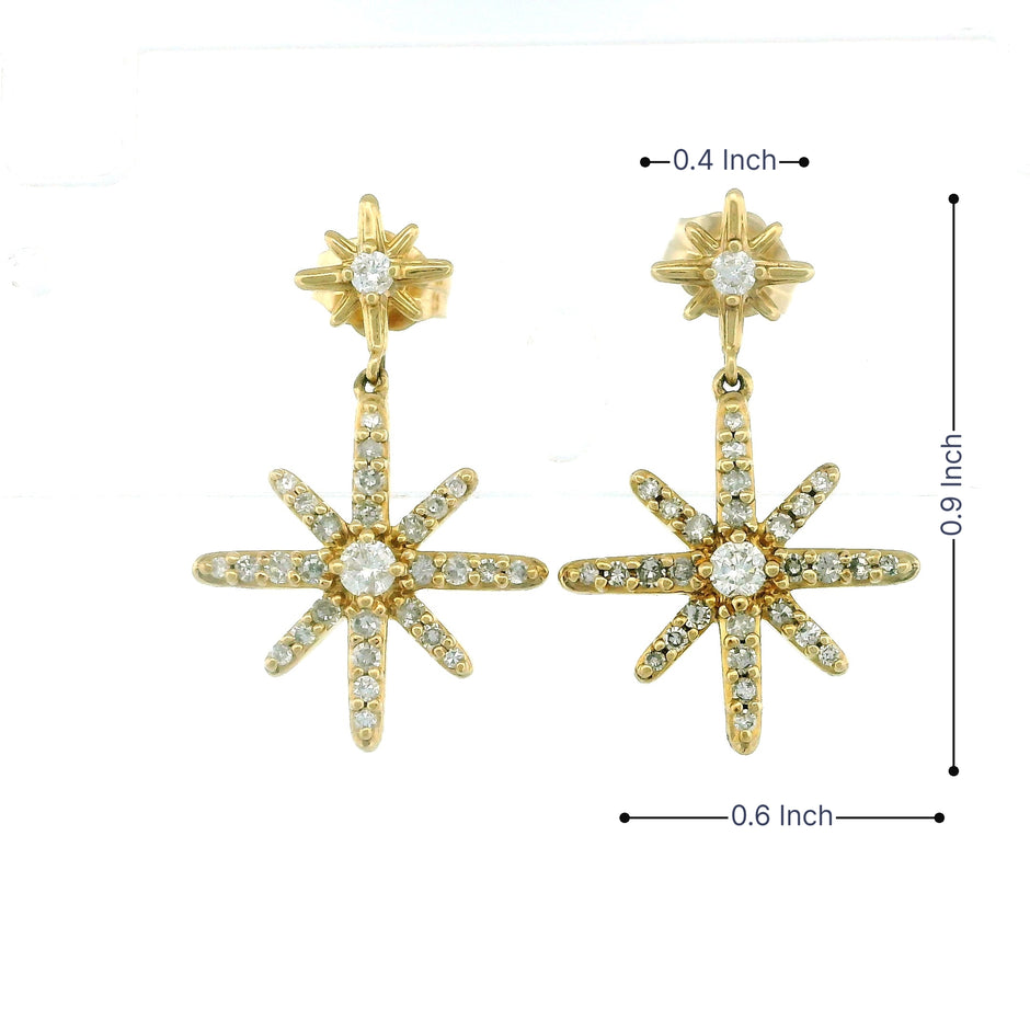 10k Yellow Gold Star Diamond Earrings