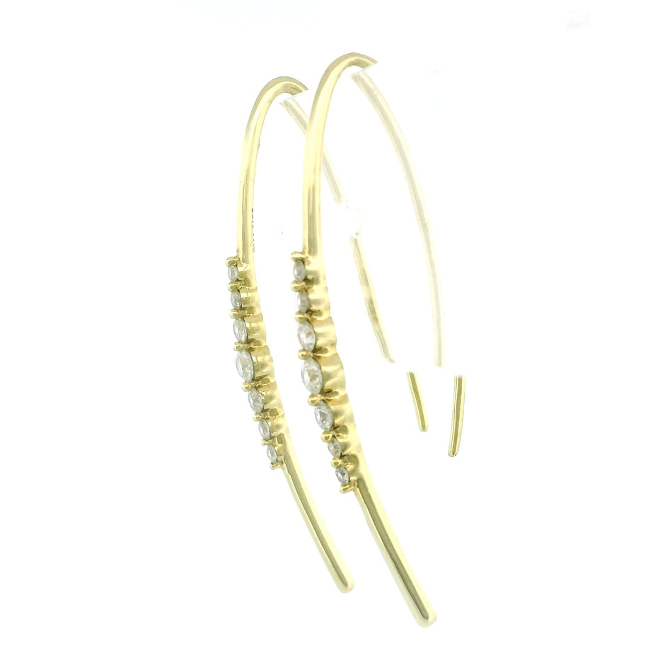 10k Yellow Gold Diamond Thread Earrings