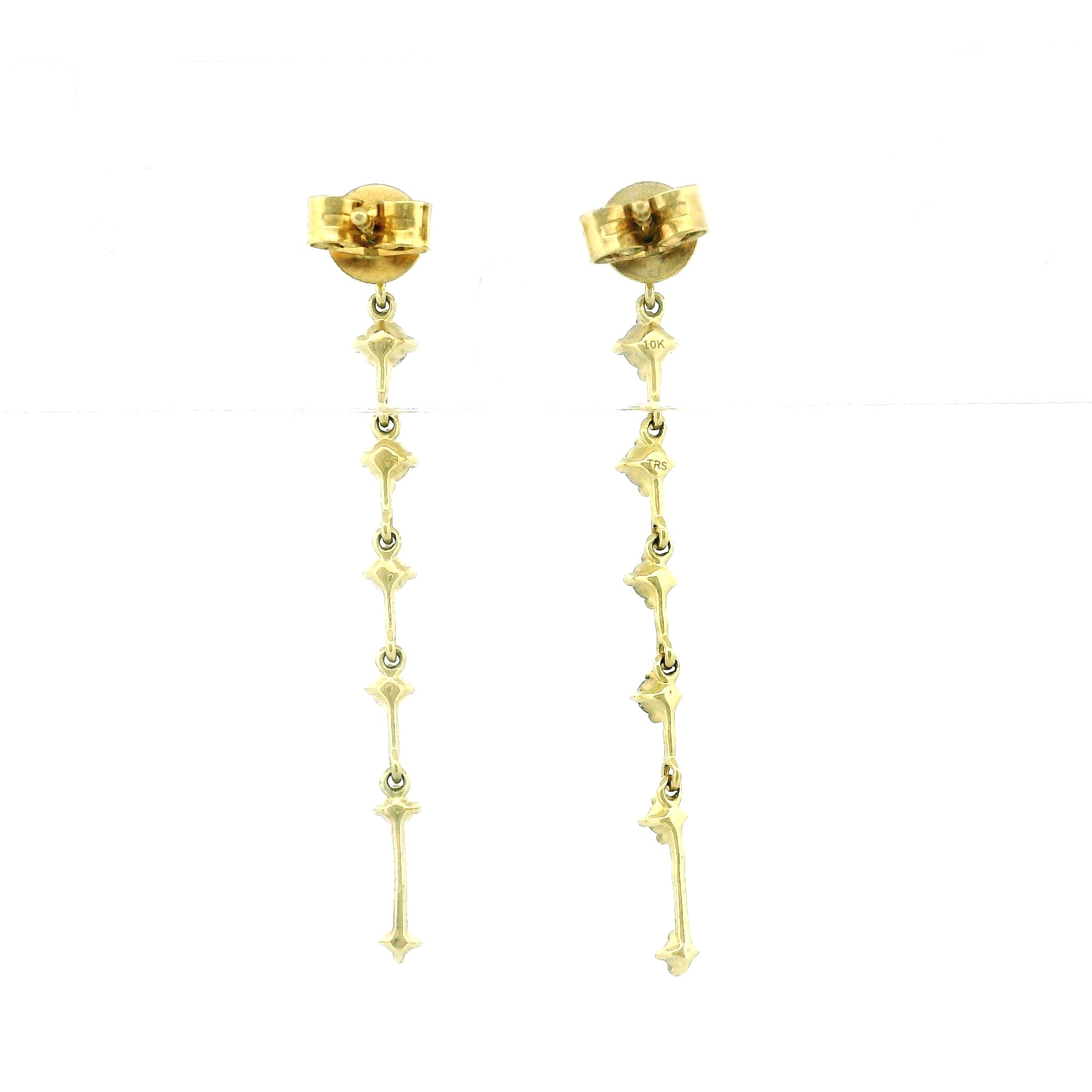 10k Yellow Gold Long Linear Diamond Earrings
