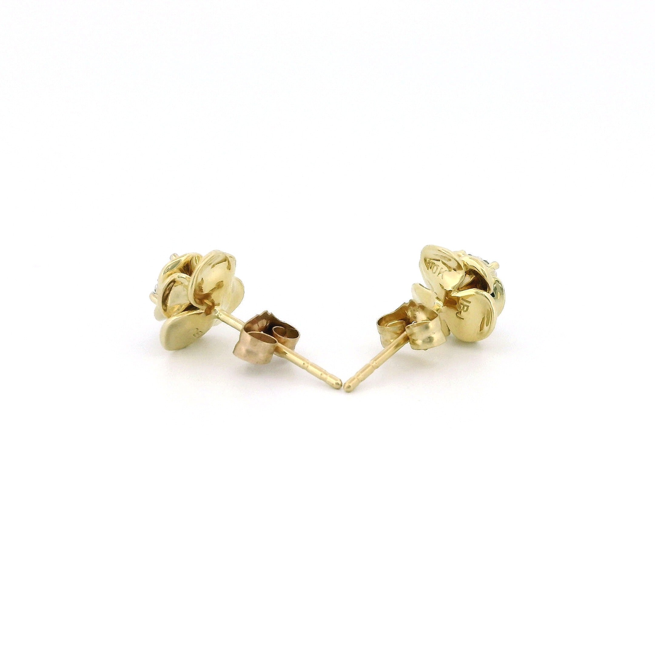 10k Gold Rose Cluster Diamond Stud Earrings