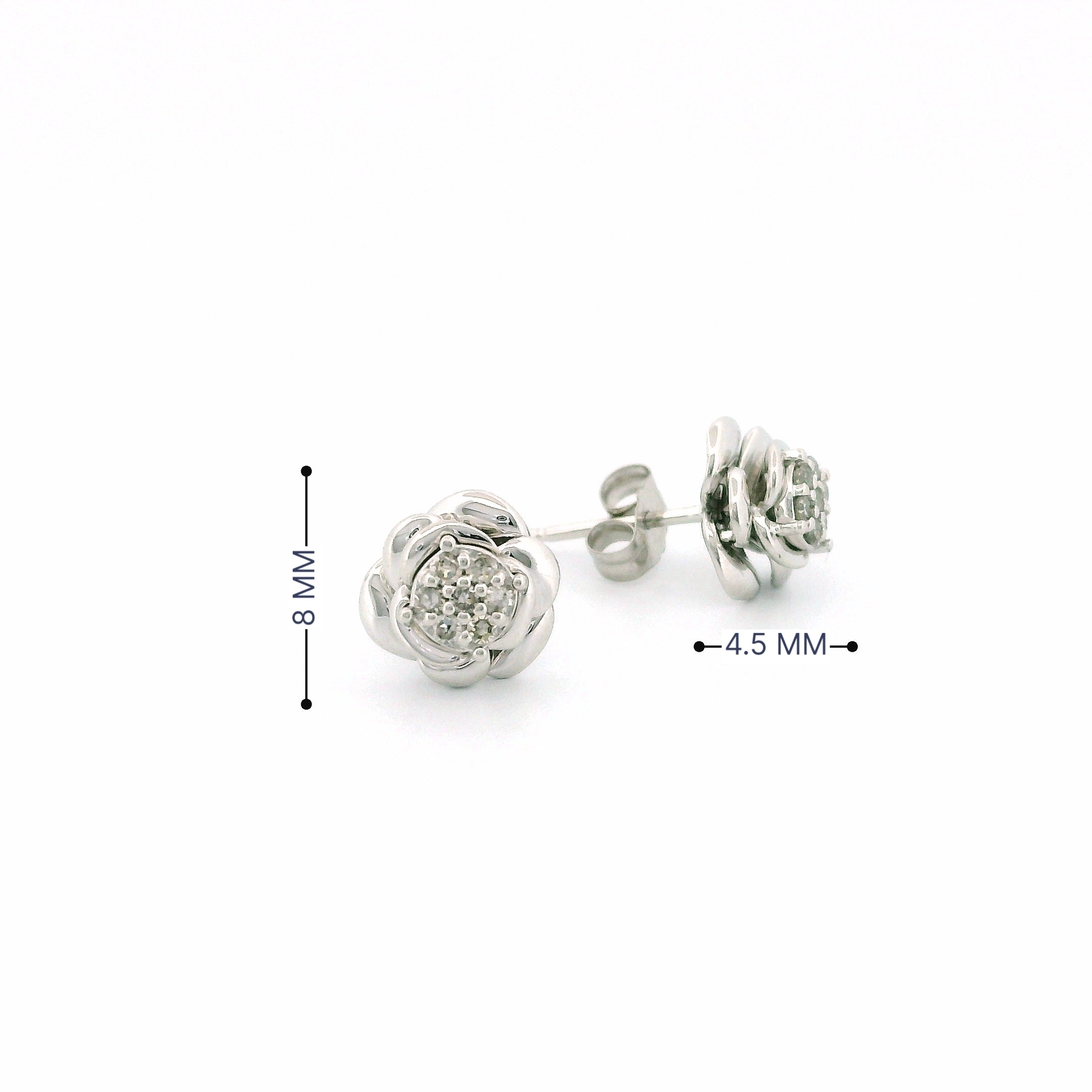 10k Gold Rose Cluster Diamond Stud Earrings