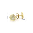 14k Gold Diamond Stud Earrings, Round Shape with Dotted Flower Edge