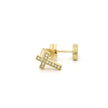 14k Gold Diamond Cross Stud Earrings