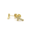 14k Gold Diamond Cross Stud Earrings