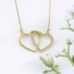 14k Gold Interlocking Diamond Heart Necklace