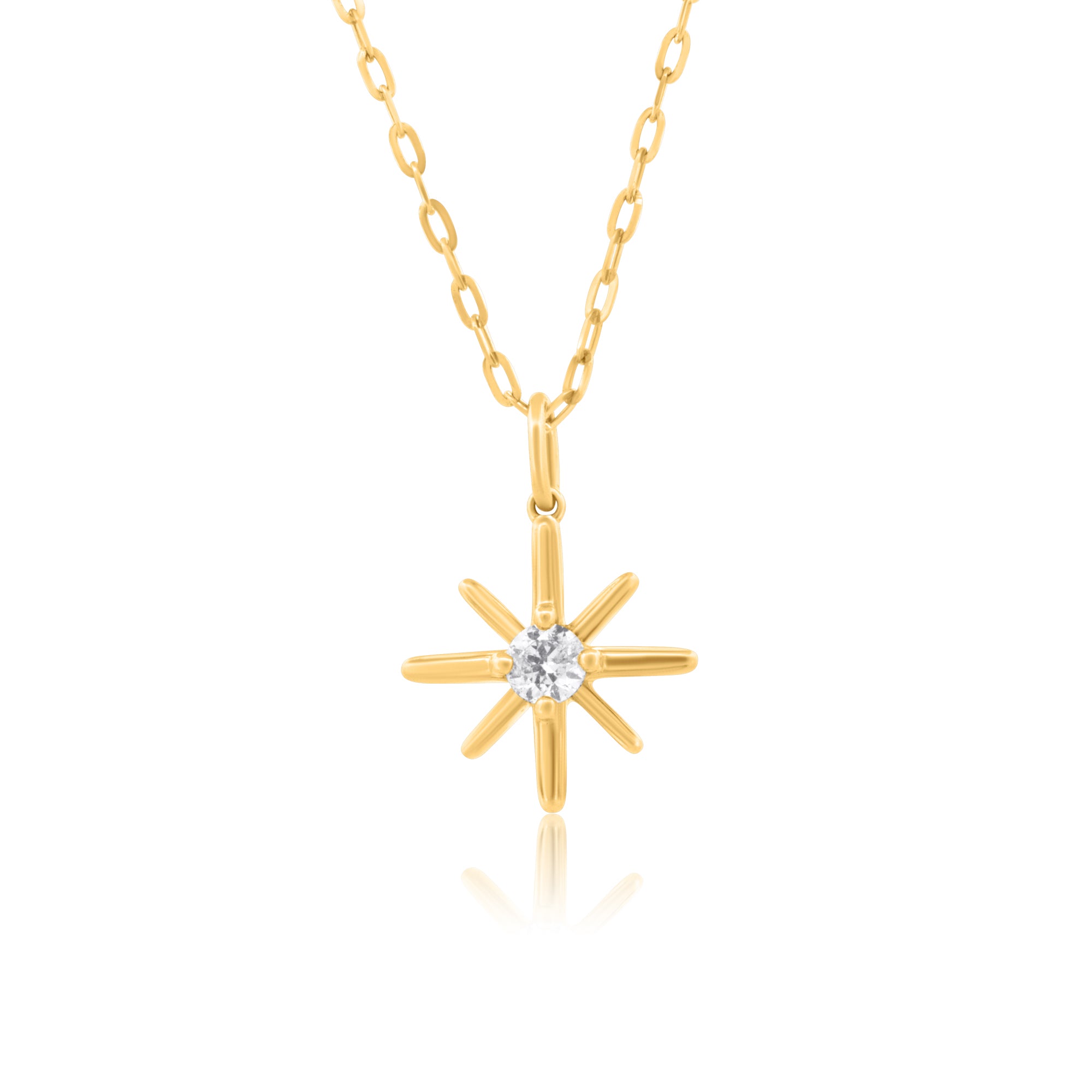 10k Yellow Gold with 0.25Ctw White Diamond North Star Necklace