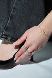 14k Yellow Gold Diamond Open Heart Bracelet