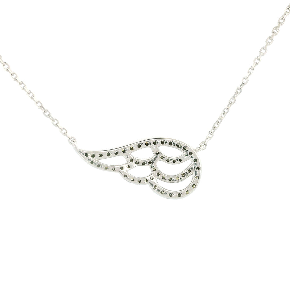 10k White Gold Wing Charm Necklace