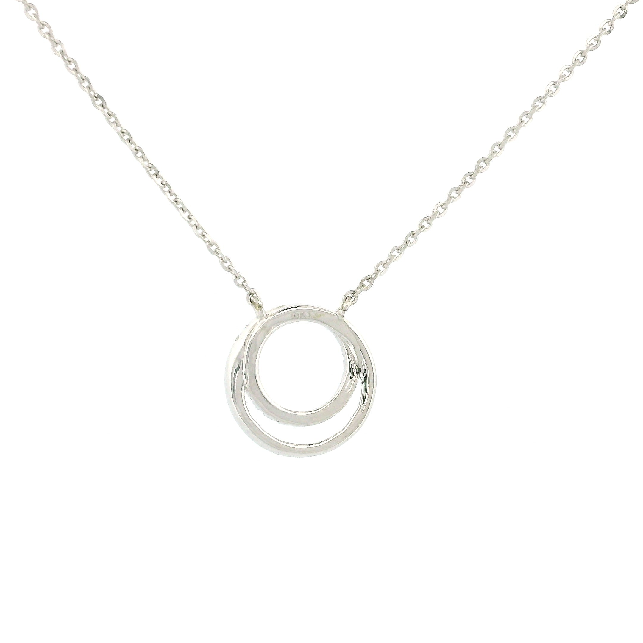 10k White Gold Double Circle Charm Necklace