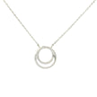 10k White Gold Double Circle Charm Necklace