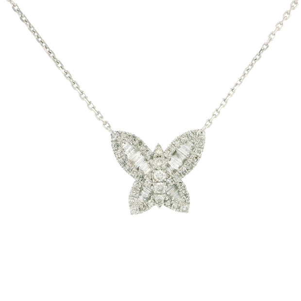 10k White Gold Butterfly Necklace