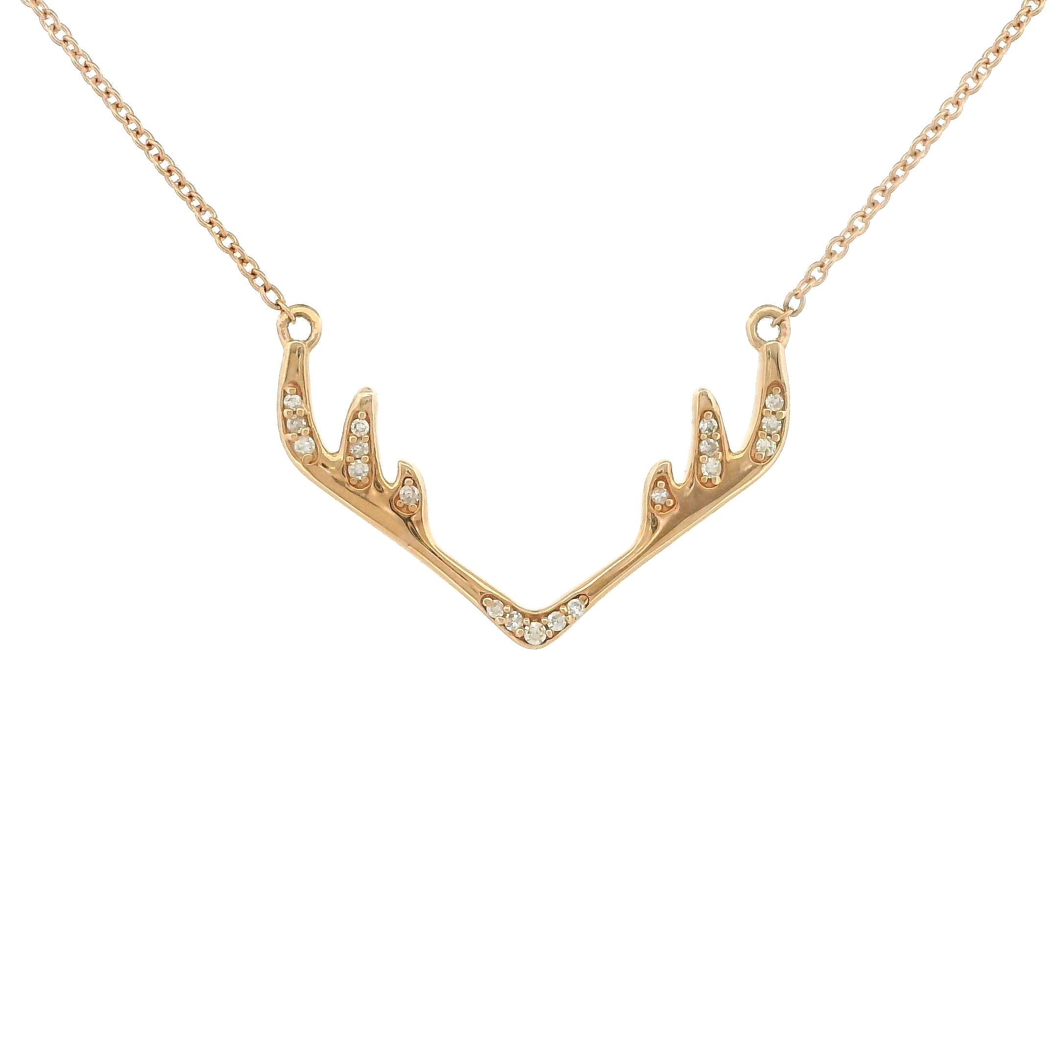 14k Gold Deer Antler Pendant