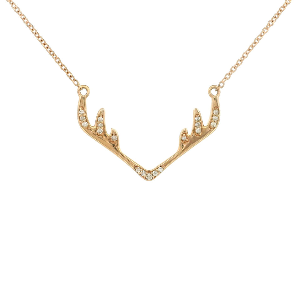 14k Gold Deer Antler Pendant