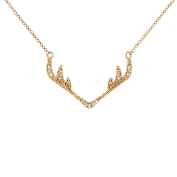 14k Gold Deer Antler Pendant