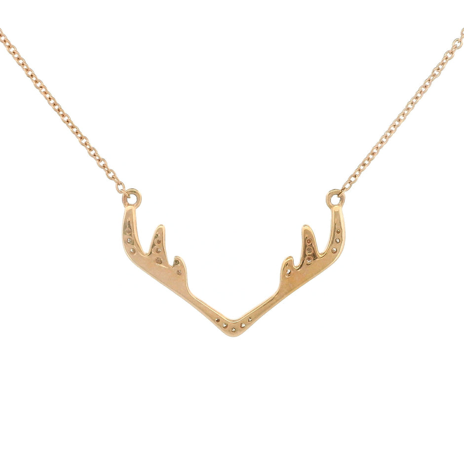 14k Gold Deer Antler Pendant