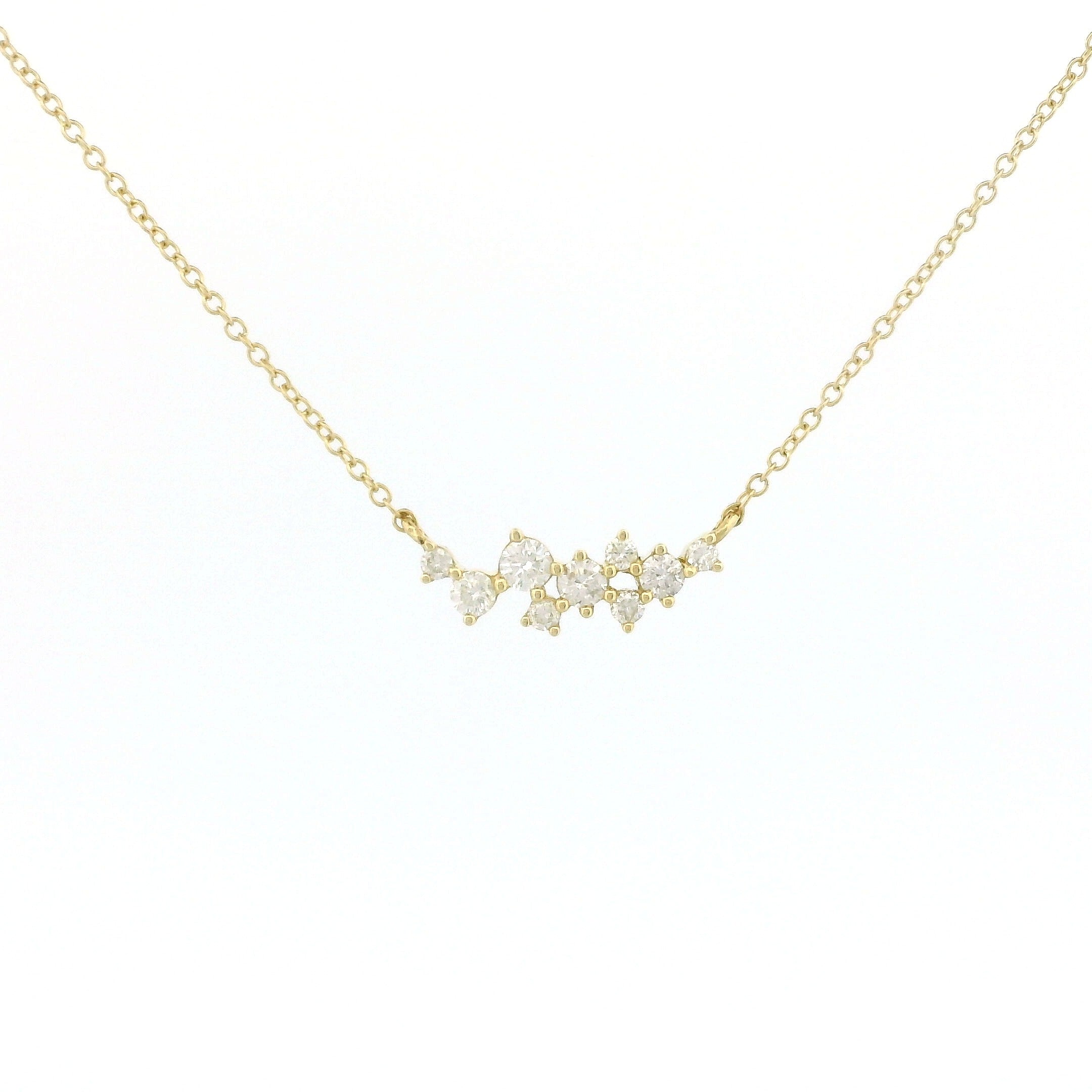 14k Gold Diamond Cluster Charm Necklace