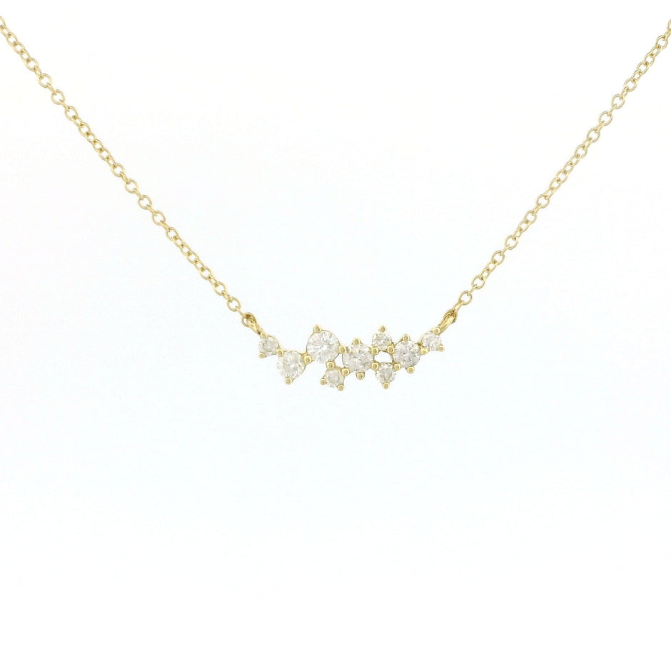 14k Gold Diamond Cluster Charm Necklace
