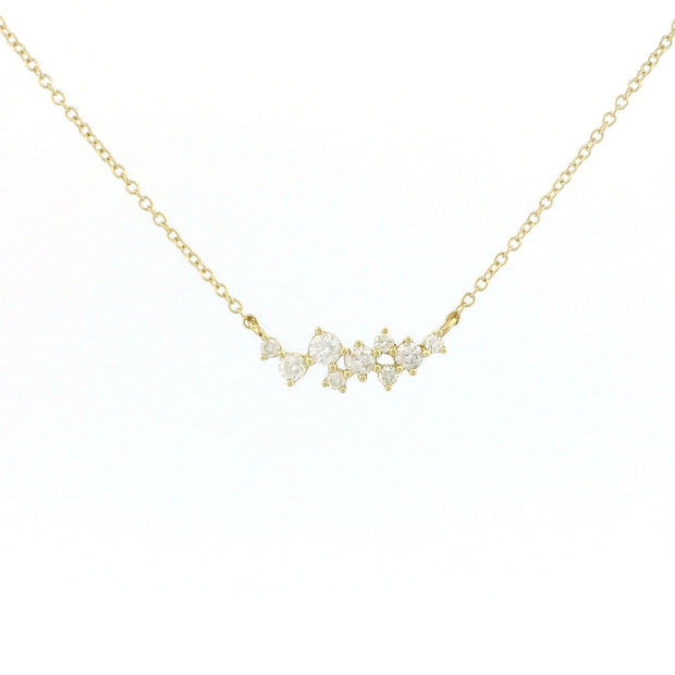 14k Gold Diamond Cluster Charm Necklace