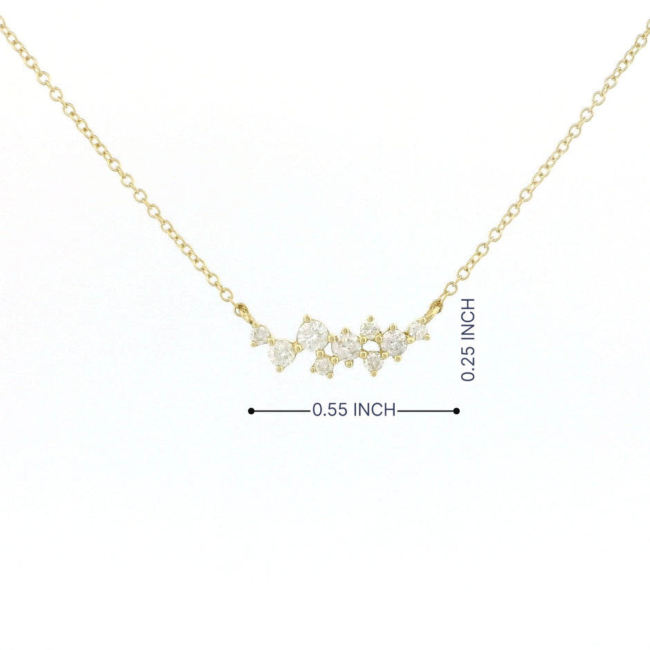 14k Gold Diamond Cluster Charm Necklace