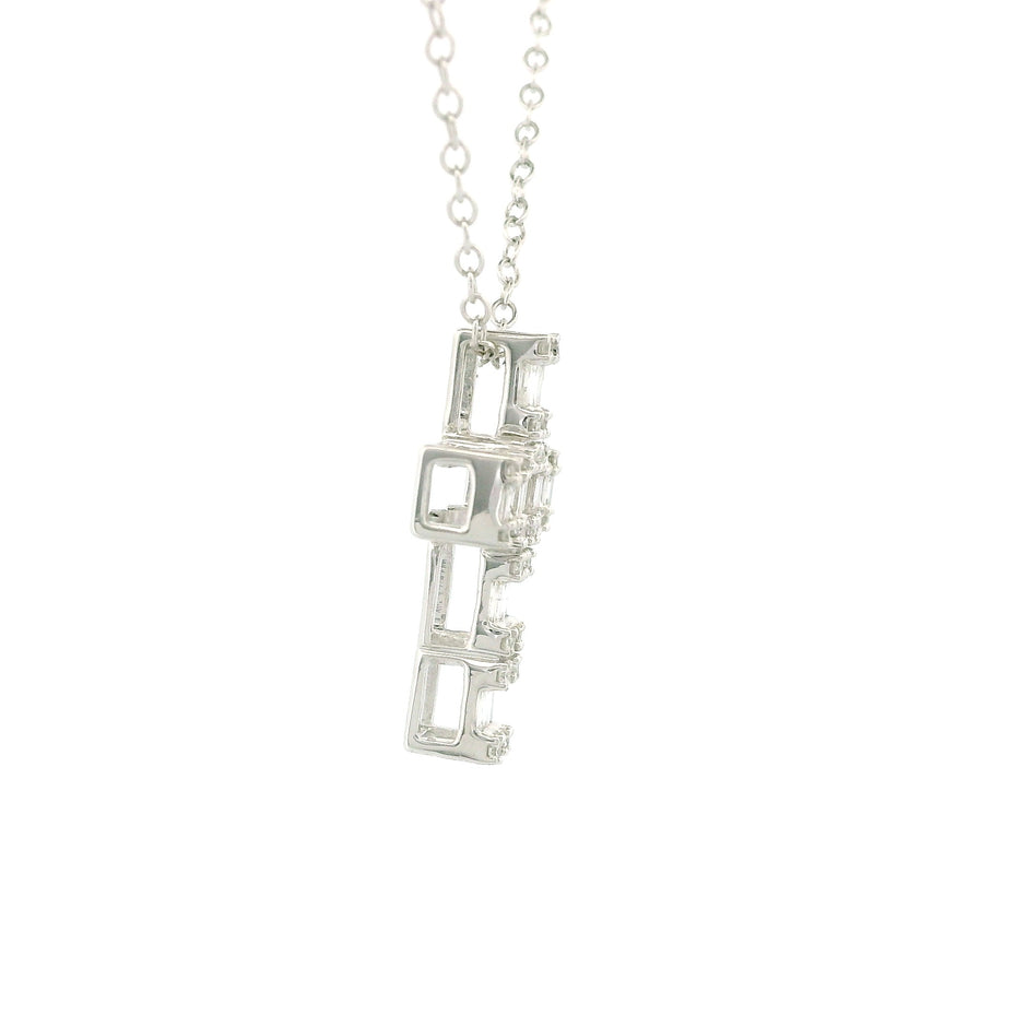 10k White Gold Cross Diamond Charm Necklace