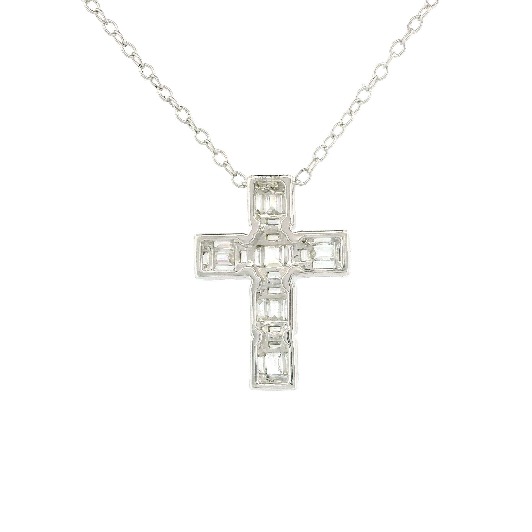 10k White Gold Cross Diamond Charm Necklace