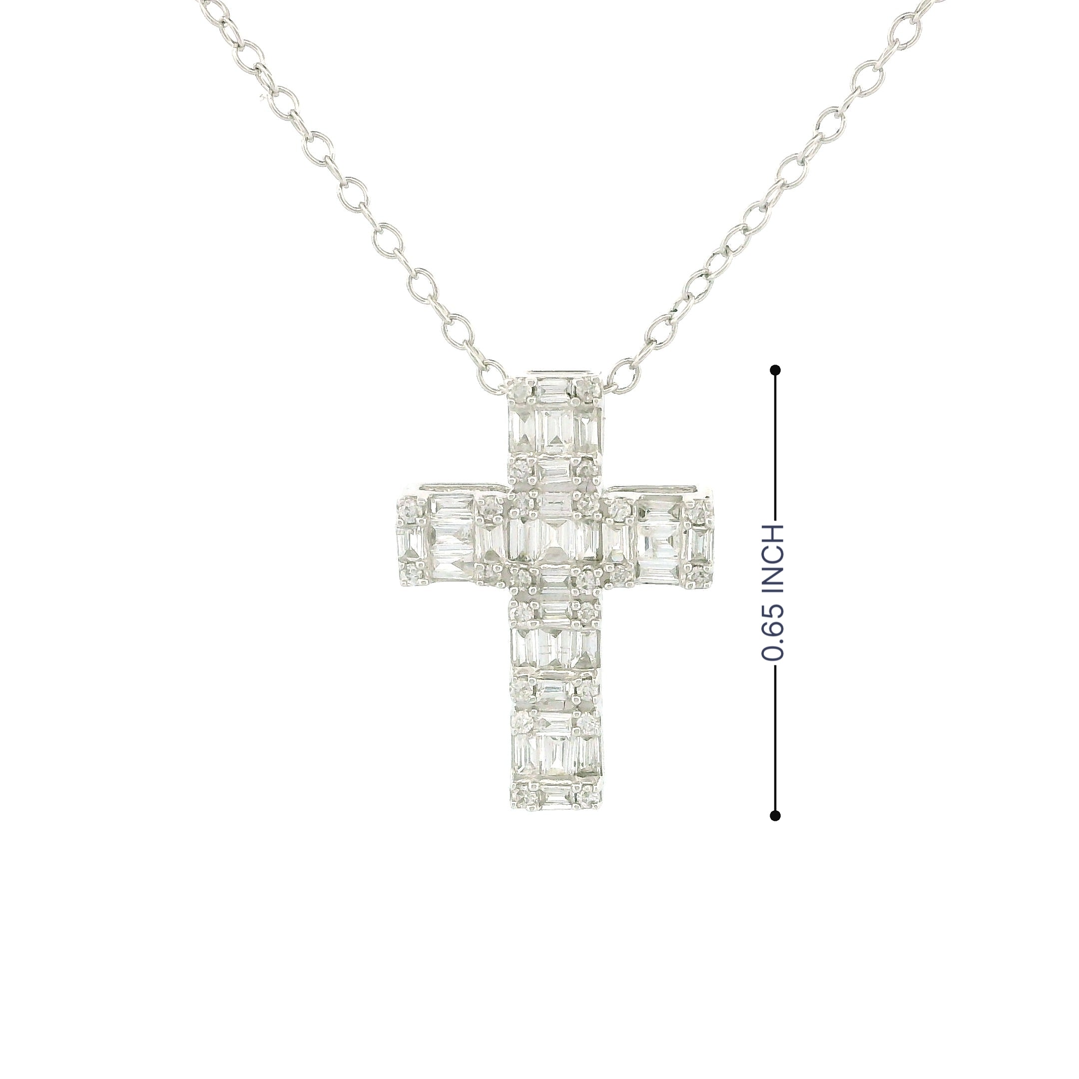 10k White Gold Cross Diamond Charm Necklace