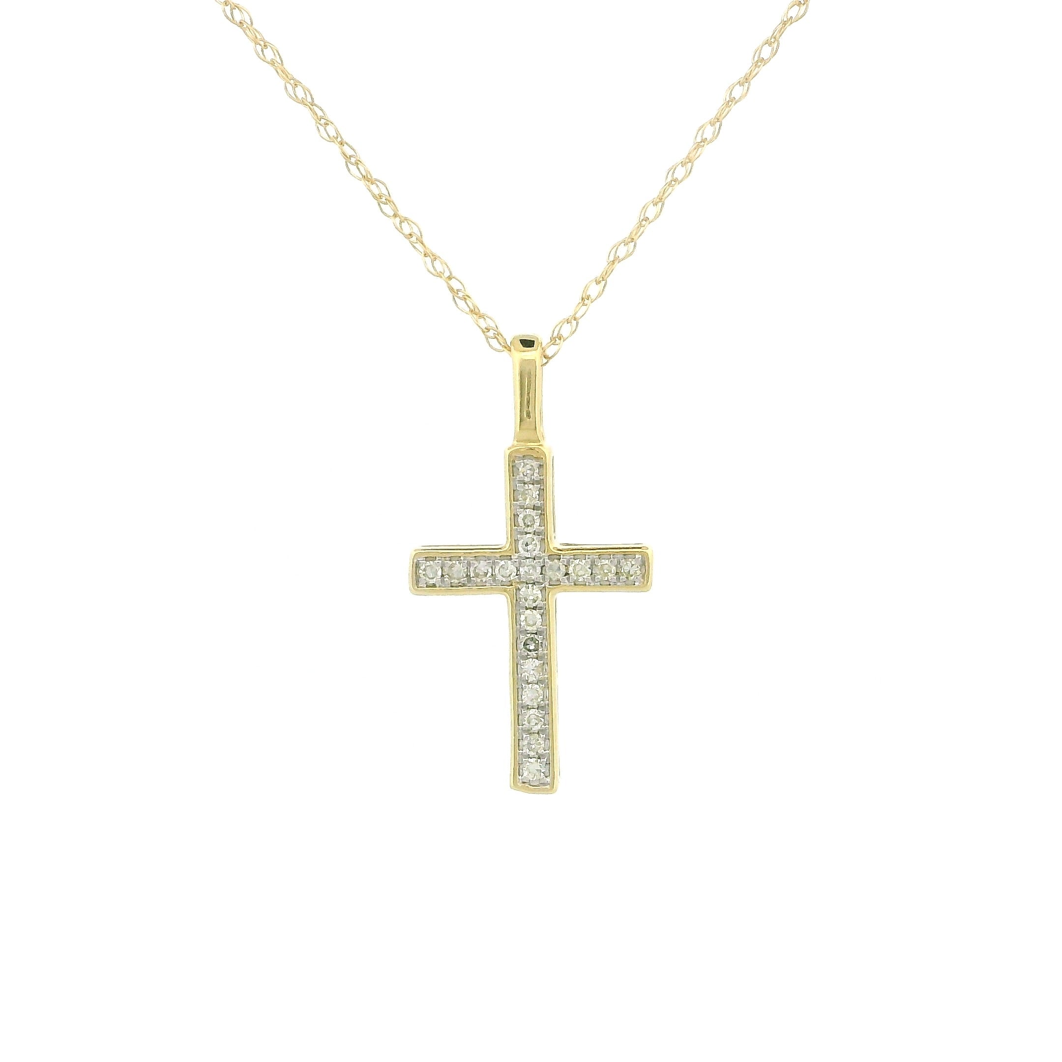 14k Gold Small Cross Charm Necklace
