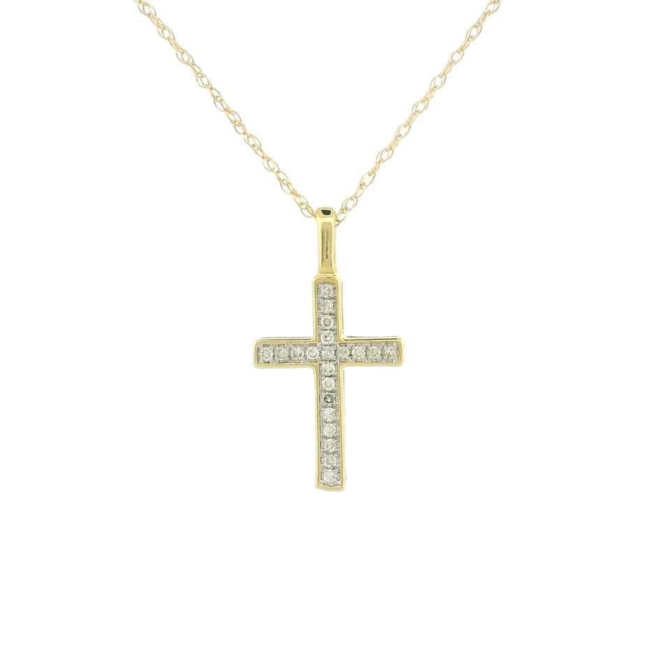 14k Gold Small Cross Charm Necklace